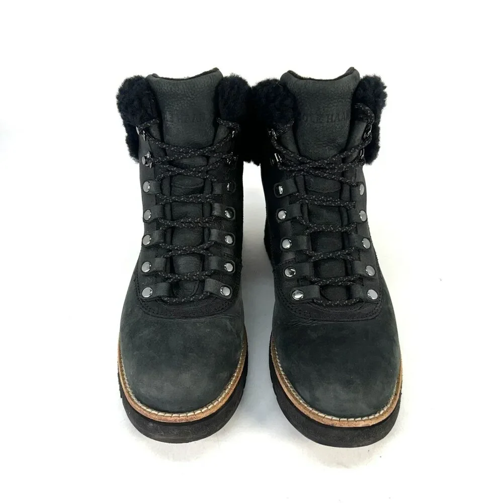 Cole Haan Zero Grand Explorer Waterproof W07997 Black Leather Hiking Boots SZ 8
